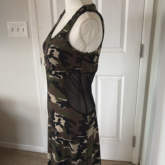 Pat Rego Camo Maxi Dress Size Large Made in USA Stretch Sleeveless - Picture 13 of 13
